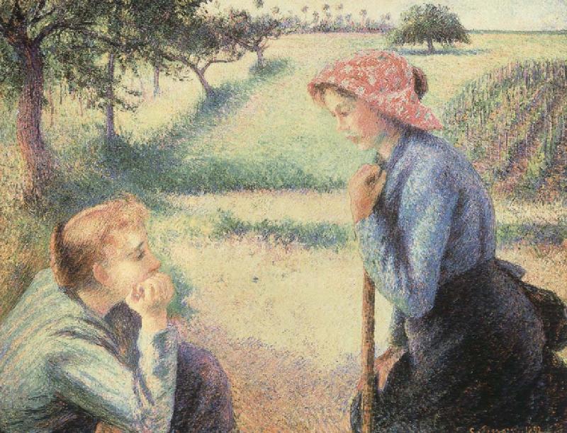The Chat, Camille Pissarro
